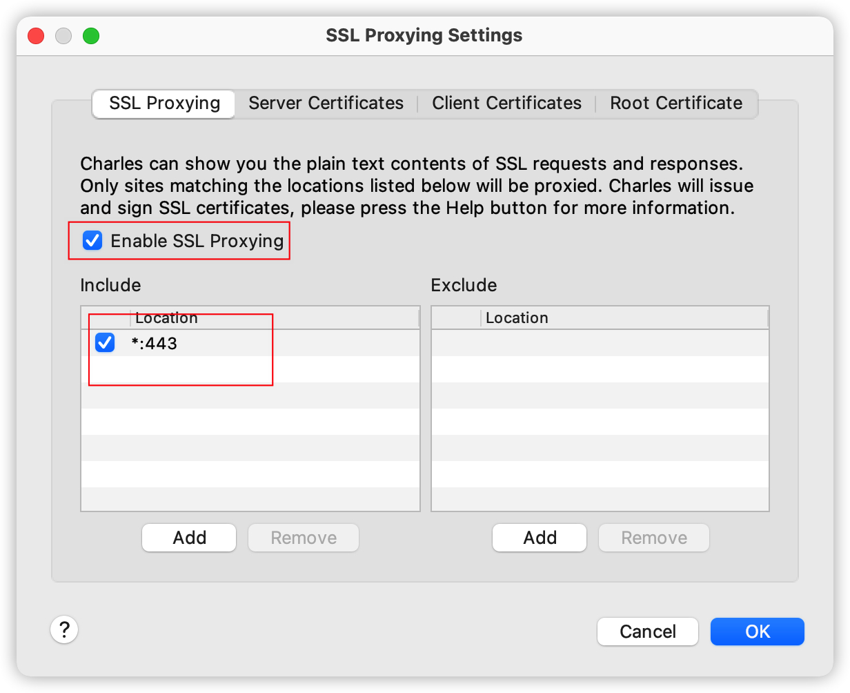 Charles Proxy证书安装步骤2 - 启用SSL Proxying