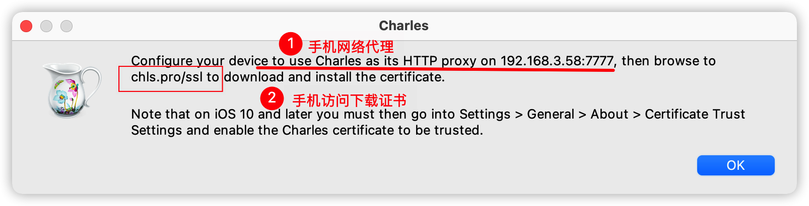 Charles Proxy手机端证书安装步骤2 - 证书下载界面