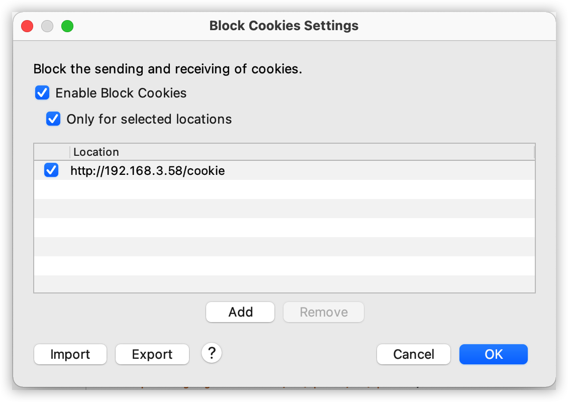 Charles Proxy阻塞Cookie设置界面 - Block Cookie规则
